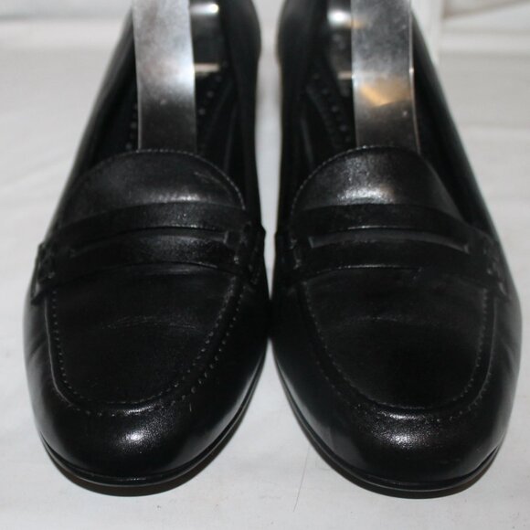 Mint $298 Brooks Brothers Black Leather Heeled Penny Loafers - Picture 3 of 6